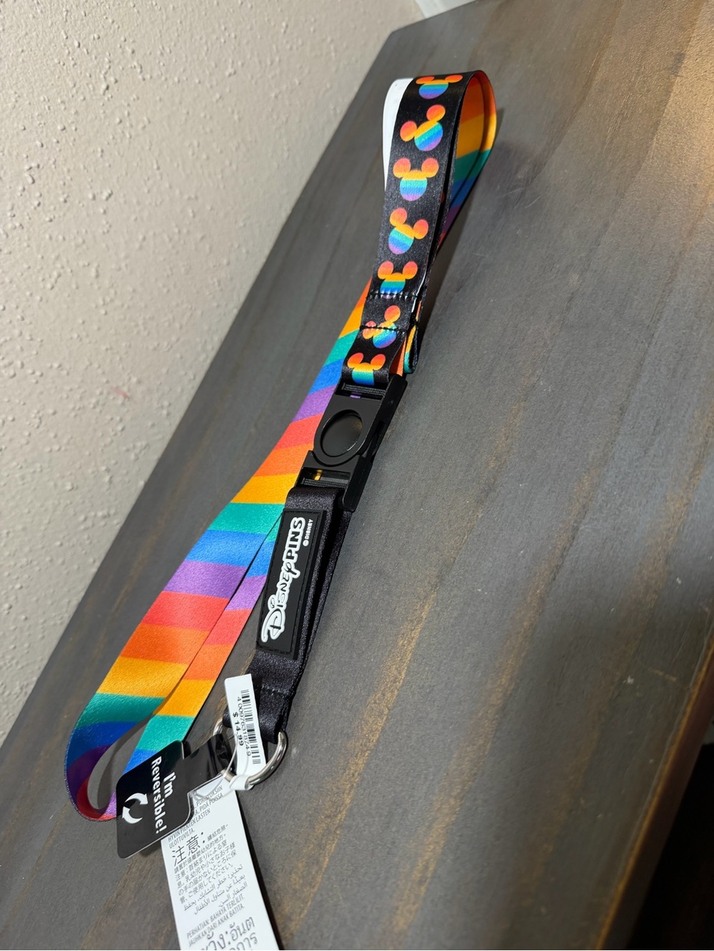 Disney Rainbow Mickey Lanyard with Black Buckle